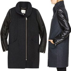 Wilfred Cocoon Coat with Leather Sleeves